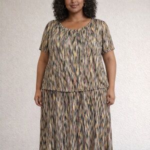 JMS Easy Dressing Skirt Suit Women's Size 3XL Multicolored Stretch Grannie core